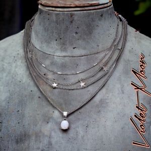 HP! New! ☆ Opal & Star Multilayered Silver Necklace
